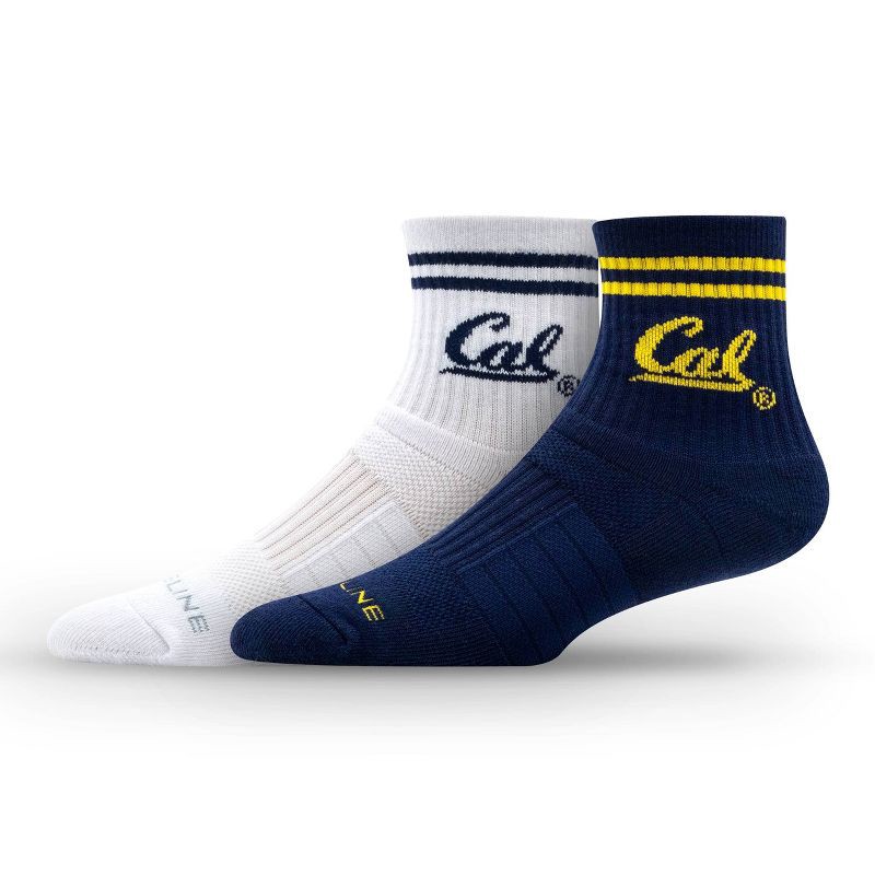 slide 1 of 3, NCAA Cal Golden Bears 2pk Socks: Crew Height, Cushioned Heel & Toe, Midweight Fabric, 2 ct