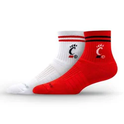 NCAA Cincinnati Bearcats 2pk Socks: Crew Height, Cushioned Heel & Toe, Midweight Fabric