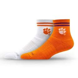 NCAA Clemson Tigers 2pk Socks: Crew Height, Cushioned Heel & Toe, Midweight Fabric