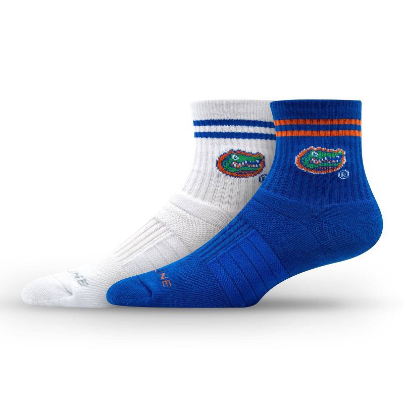 slide 1 of 3, NCAA Florida Gators 2pk Socks: Crew Height, Cushioned Heel & Toe, Midweight Fabric, 2 ct