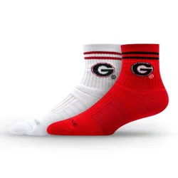 NCAA Georgia Bulldogs 2pk Socks: Adult Crew with Cushioned Heel & Toe