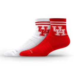 NCAA Houston Cougars 2pk Socks: Crew Height, Cushioned Heel & Toe, Midweight Fabric