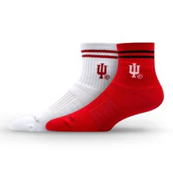 NCAA Indiana Hoosiers 2pk Socks: Crew Height, Cushioned Heel & Toe, Midweight Fabric