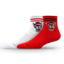 NCAA NC State Wolfpack 2pk Socks: Crew Height, Cushioned Heel & Toe, Midweight Fabric