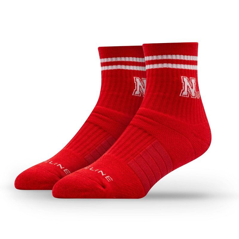 slide 2 of 3, NCAA Nebraska Cornhuskers 2pk Socks: Crew Height, Cushioned Heel & Toe, Midweight Fabric, 2 ct