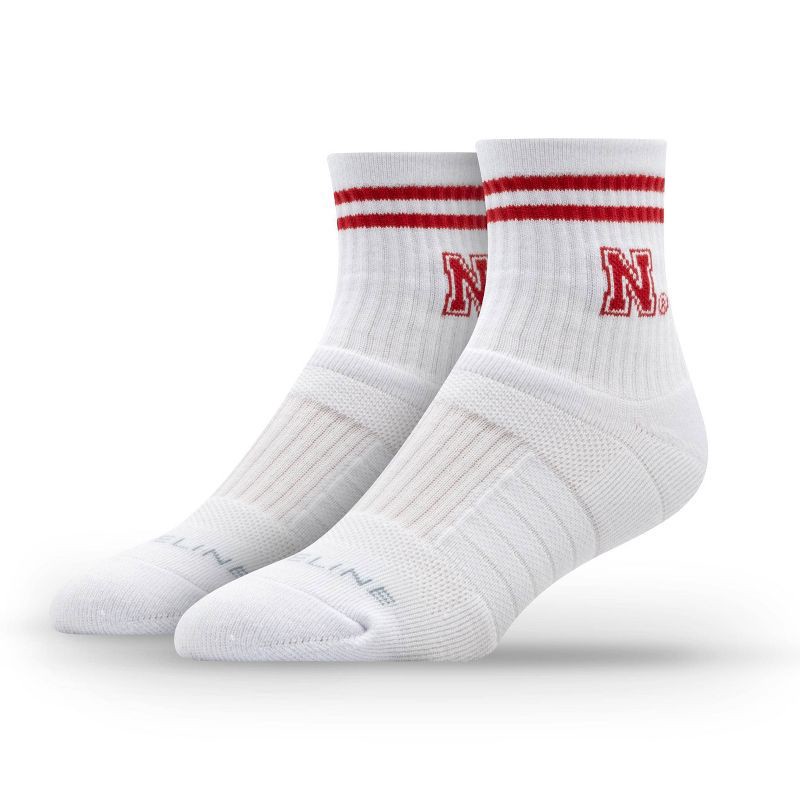 slide 3 of 3, NCAA Nebraska Cornhuskers 2pk Socks: Crew Height, Cushioned Heel & Toe, Midweight Fabric, 2 ct