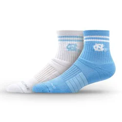 NCAA North Carolina Tar Heels 2pk Socks: Crew Height, Cushioned Heel & Toe