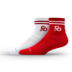 NCAA Oklahoma Sooners 2pk Socks: Crew Midweight with Cushioned Heel & Toe