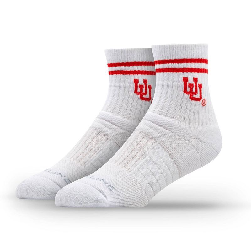 slide 3 of 3, NCAA Utah Utes 2pk Socks: Crew Height, Cushioned Heel & Toe, Midweight Fabric, 2 ct