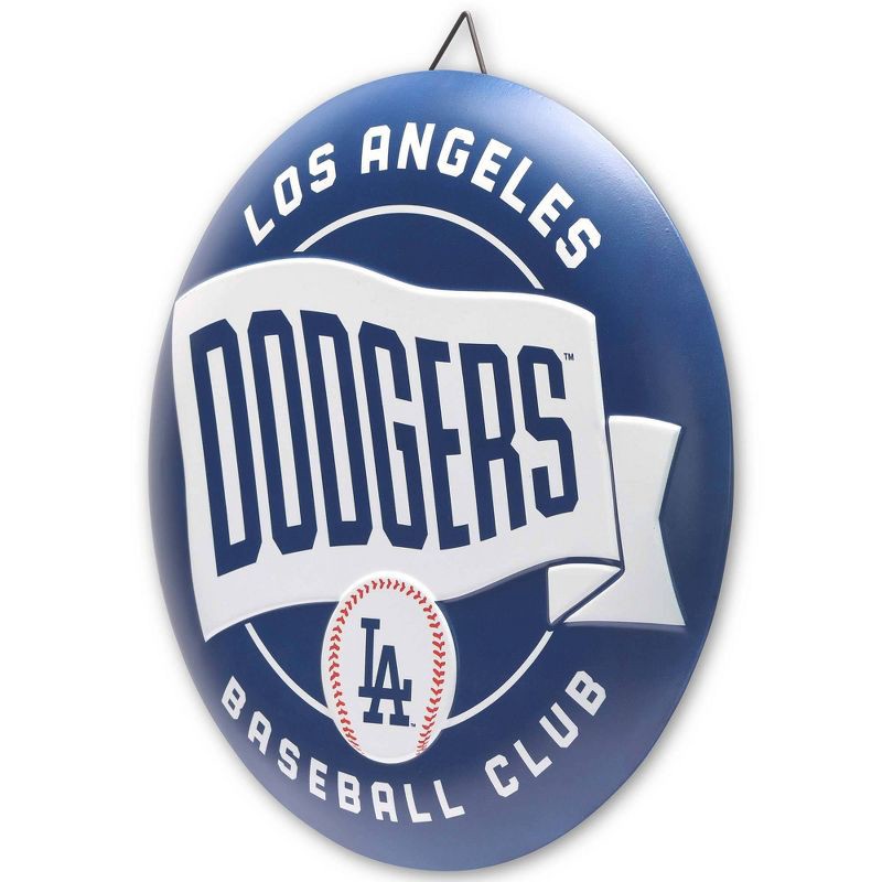 slide 2 of 4, MLB Los Angeles Dodgers Metal Button Wall Art: Sports Vertical Wall Sign Panel, 1 ct