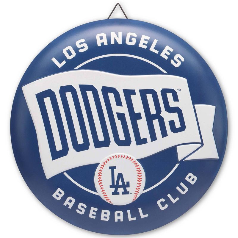 slide 1 of 4, MLB Los Angeles Dodgers Metal Button Wall Art: Sports Vertical Wall Sign Panel, 1 ct
