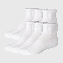 Hanes Girls' 6pk Pure Comfort Organic Cotton Ankle Socks - White M