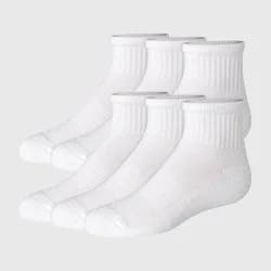 Hanes Girls' 6pk Pure Comfort Organic Cotton Ankle Socks - White L