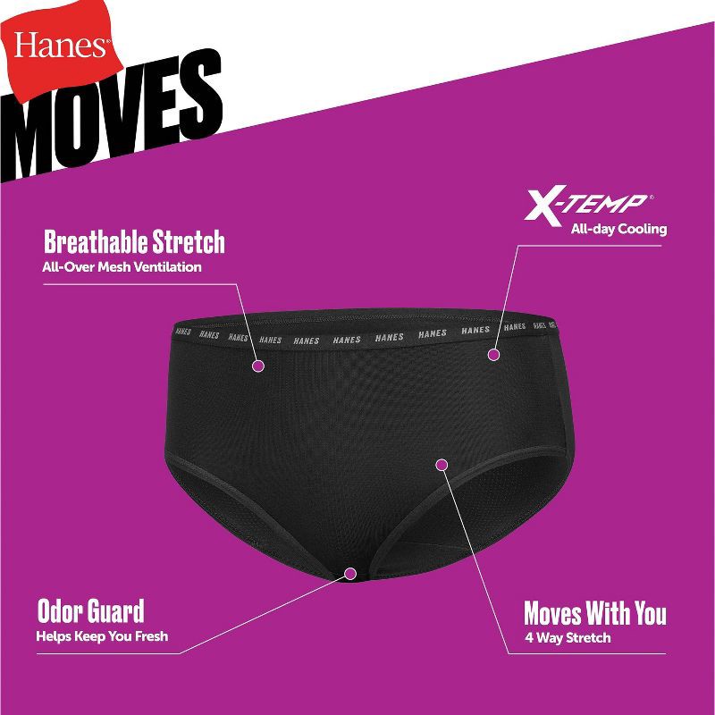 slide 6 of 6, Hanes Moves Girls' 4pk Breathable Stretch Briefs Underwear - colors may vary 12, 4 ct
