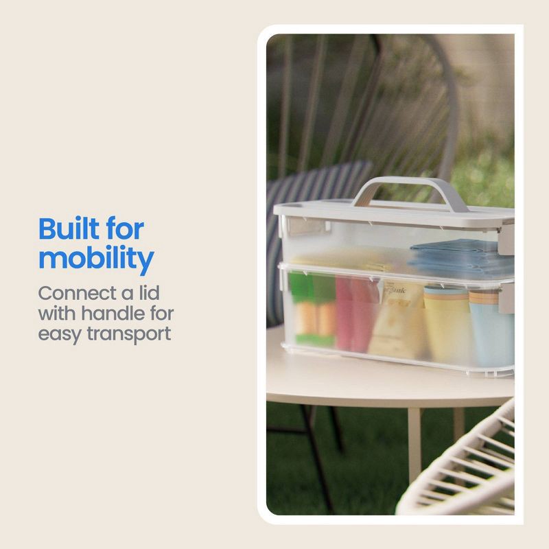 slide 6 of 10, Click in Place 3qt Clear Shallow Slim Plastic Storage Bin with White Latch for Home and Office Organization - Brightroom™, 3 qt