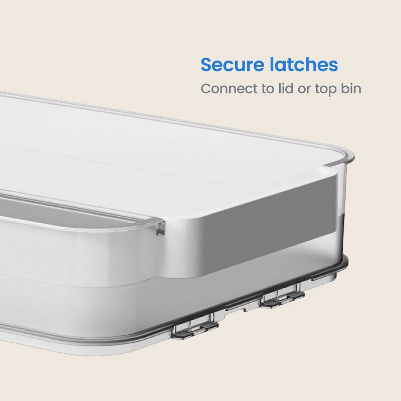 slide 5 of 10, Click in Place 6.7qt Clear Shallow Plastic Storage Bin with White Latch for Home and Office Organization - Brightroom™, 6.7 qt