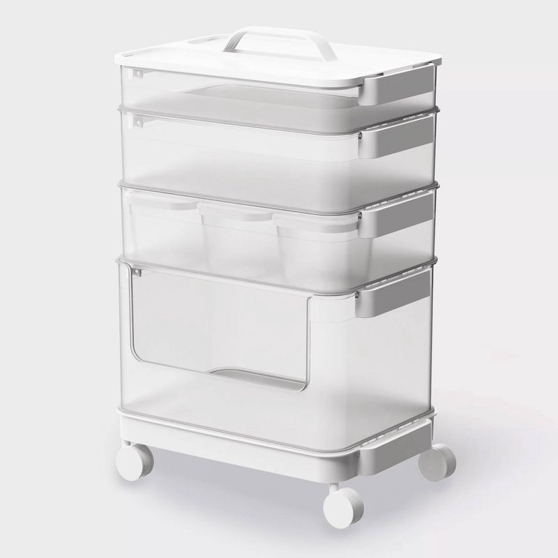 slide 2 of 11, 7pc Click in Place Rolling Storage Cart Kit Plastic Storage Home and Office Organization - Brightroom™, 7 ct