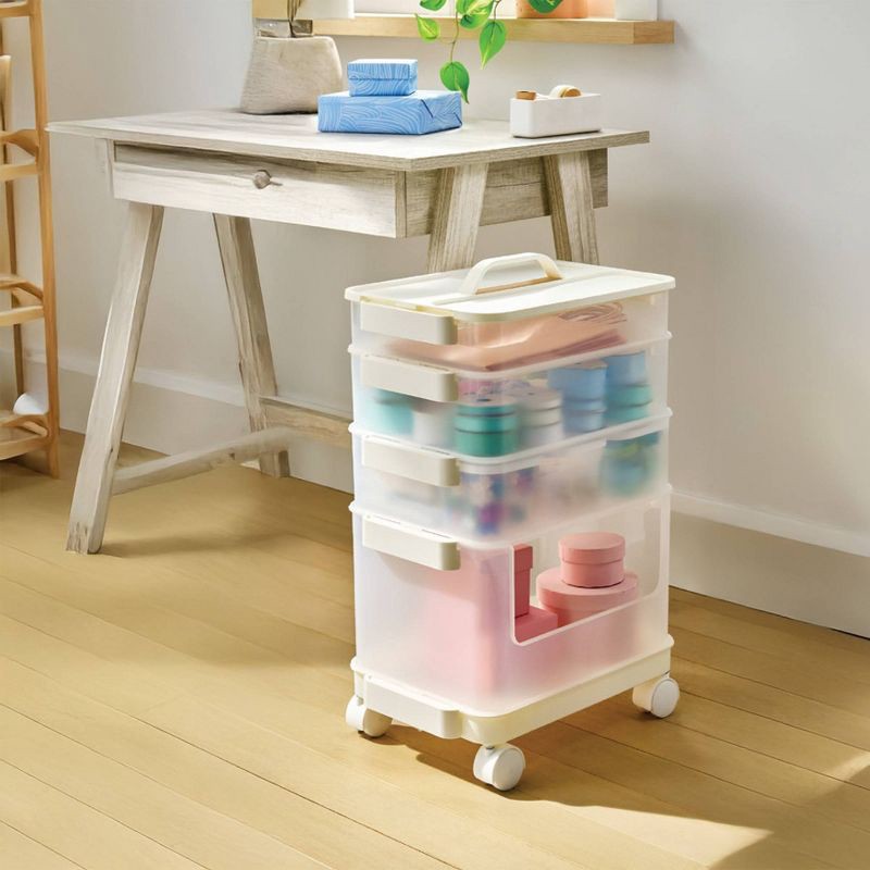 slide 3 of 11, 7pc Click in Place Rolling Storage Cart Kit Plastic Storage Home and Office Organization - Brightroom™, 7 ct