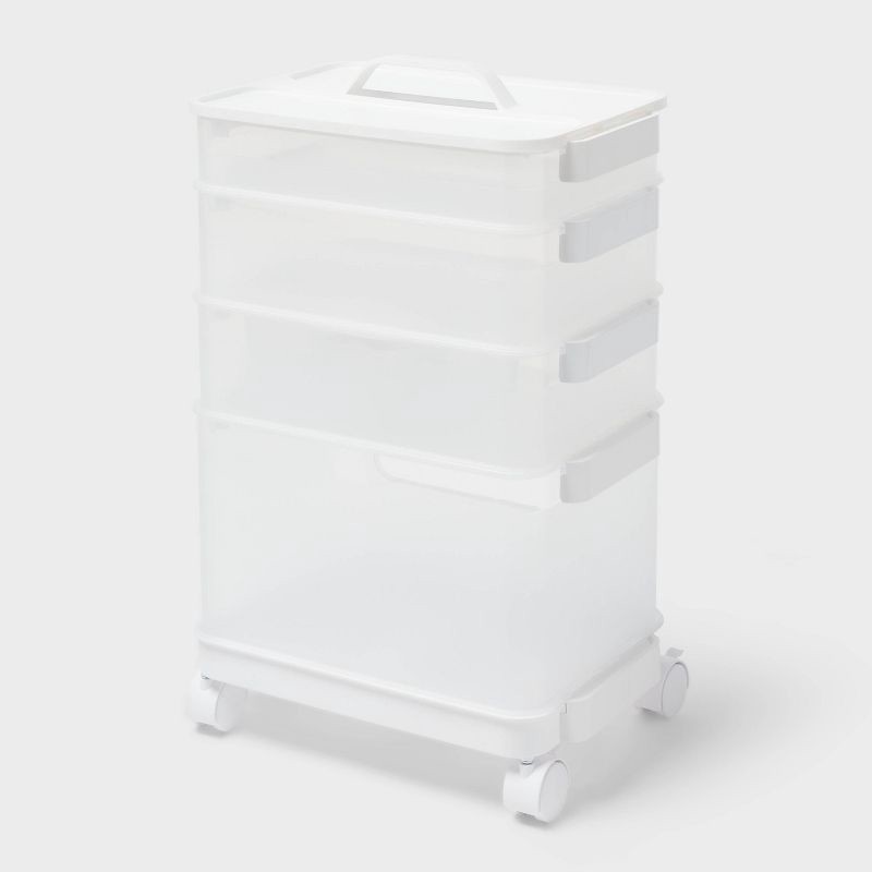 slide 1 of 11, 7pc Click in Place Rolling Storage Cart Kit Plastic Storage Home and Office Organization - Brightroom™, 7 ct