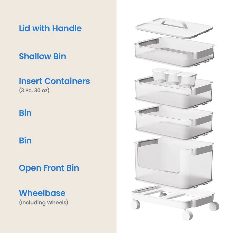slide 7 of 11, 7pc Click in Place Rolling Storage Cart Kit Plastic Storage Home and Office Organization - Brightroom™, 7 ct
