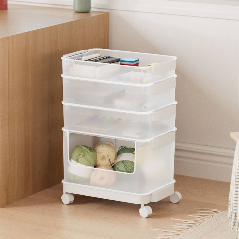 slide 9 of 11, 7pc Click in Place Rolling Storage Cart Kit Plastic Storage Home and Office Organization - Brightroom™, 7 ct