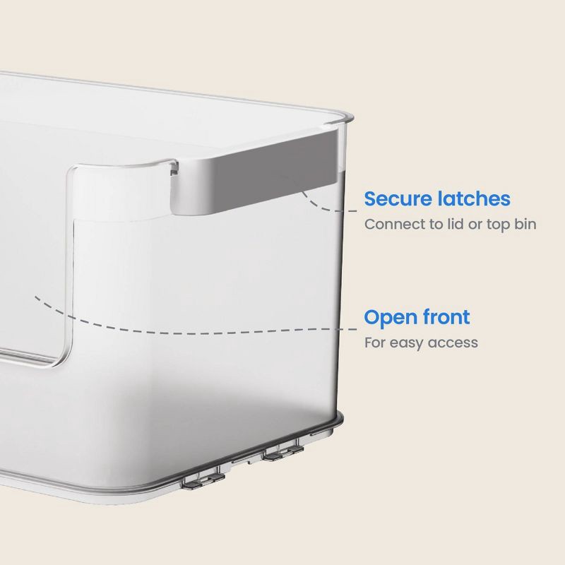 slide 5 of 10, Click in Place 20.7qt Clear Open Front Plastic Storage Bin for Home and Office Organization White Latch - Brightroom™, 20.7 qt