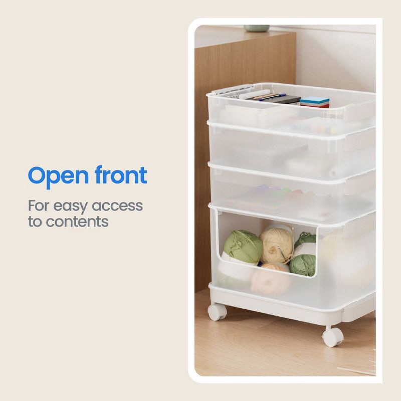 slide 7 of 10, Click in Place 20.7qt Clear Open Front Plastic Storage Bin for Home and Office Organization White Latch - Brightroom™, 20.7 qt