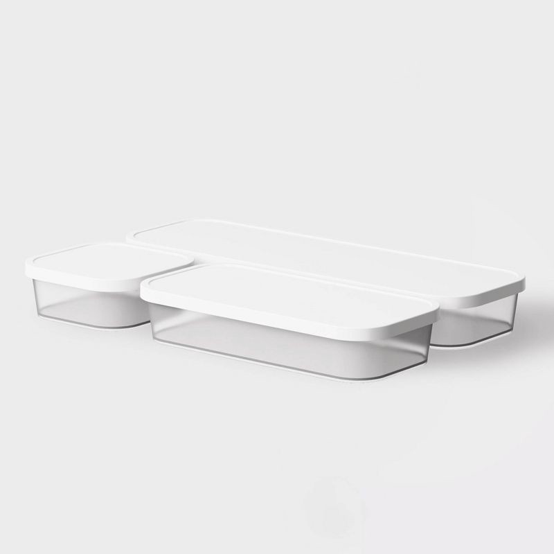 slide 2 of 7, 3pk Click in Place Shallow Insert Storage Containers 46oz/30oz/13oz White and Clear - Brightroom™, 3 ct, 46 oz, 30 oz, 13 oz