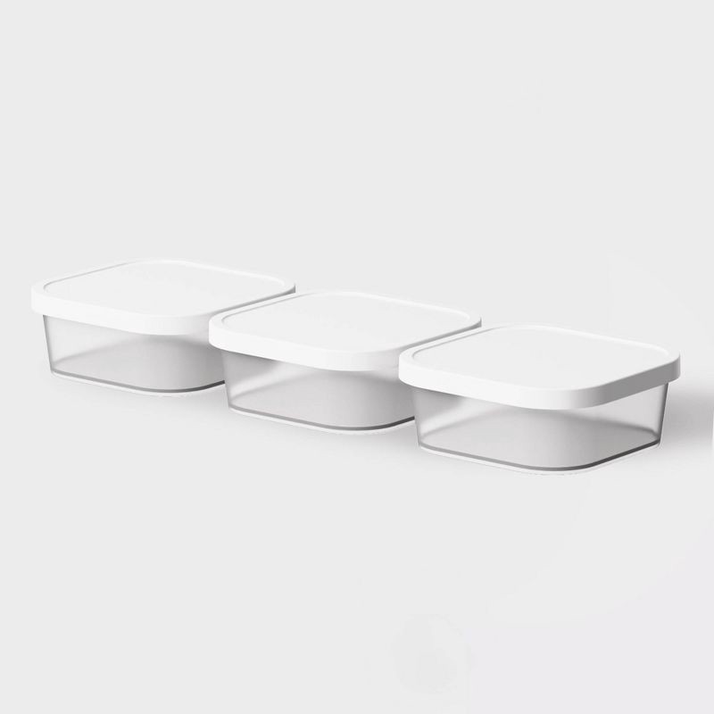 slide 2 of 7, 3pk Click in Place 13oz Shallow Insert Storage Containers White and Clear - Brightroom™, 3 ct, 13 oz