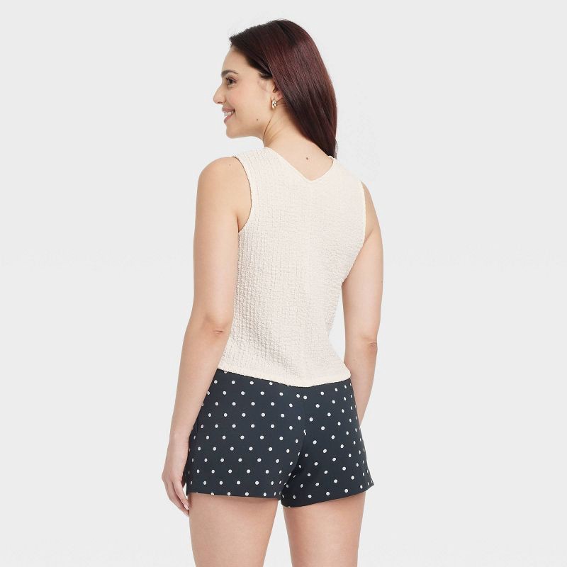 slide 2 of 7, Women's Textured Tank Top - A New Day™ Cream XL: Recycled Polyester, Knit, Pullover, Crew Neck, Midweight, 1 ct