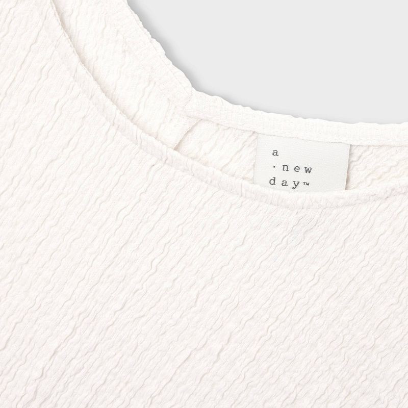 slide 5 of 7, Women's Textured Tank Top - A New Day™ Cream XL: Recycled Polyester, Knit, Pullover, Crew Neck, Midweight, 1 ct