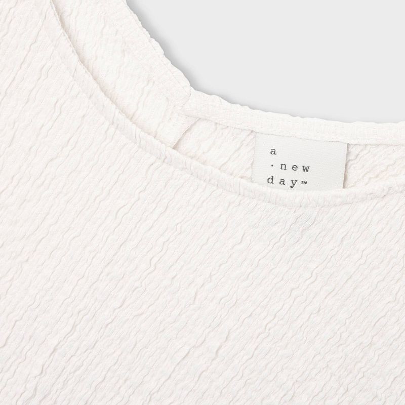 slide 7 of 7, Women's Textured Tank Top - A New Day™ Cream XL: Recycled Polyester, Knit, Pullover, Crew Neck, Midweight, 1 ct