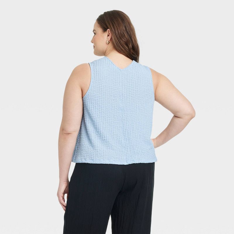 slide 2 of 3, Women's Textured Tank Top - A New Day™ Light Blue XXL: Recycled Polyester, Spandex, Midweight Knit, Crew Neck, Pullover, 1 ct