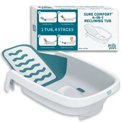 The First Years Sure Comfort 4-in-1 Reclining Newborn to Toddler Baby Bathtub - White