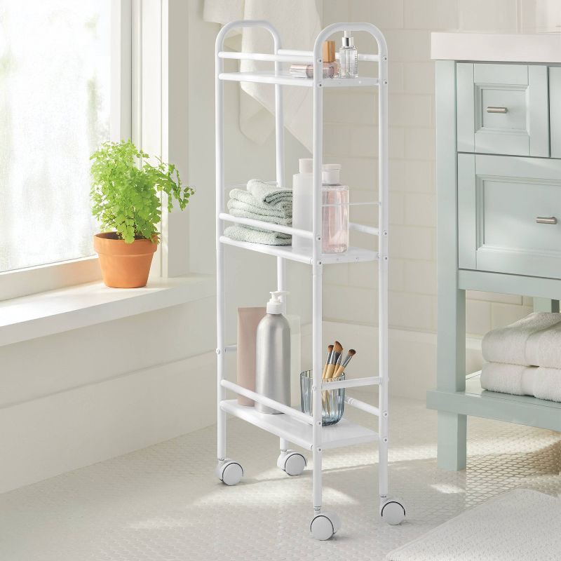 slide 2 of 3, 3 Shelf Narrow Metal Storage Cart White - Brightroom™, 1 ct