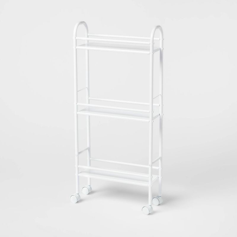 slide 1 of 3, 3 Shelf Narrow Metal Storage Cart White - Brightroom™, 1 ct