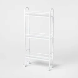 3 Shelf Narrow Metal Storage Cart White - Brightroom™