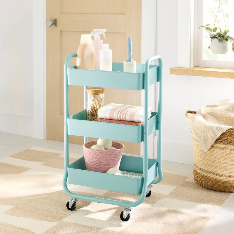 slide 2 of 3, 3 Tier Metal Utility Cart Blue - Brightroom™, 1 ct