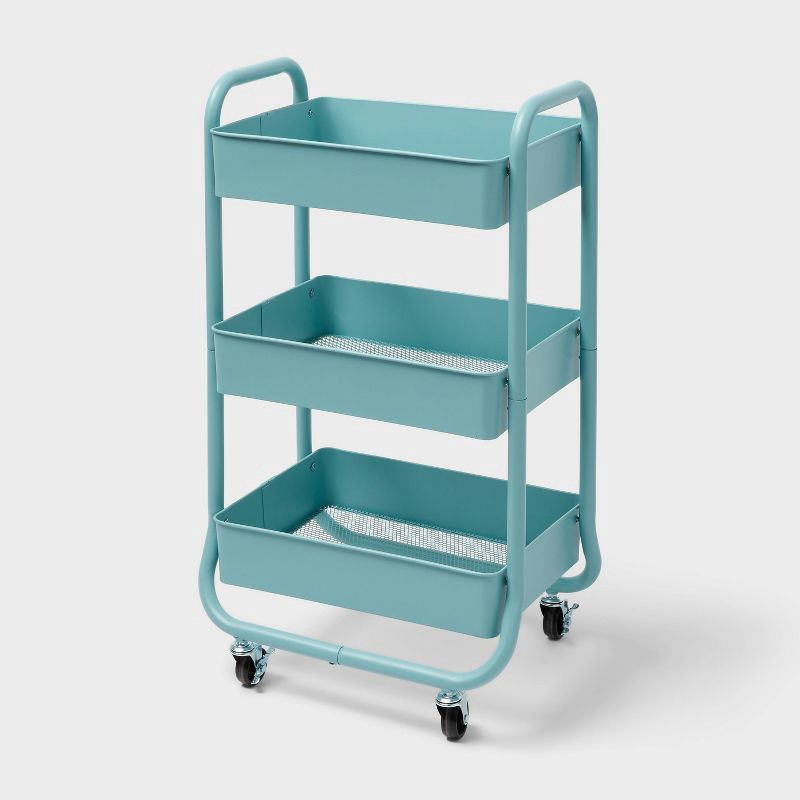 slide 1 of 3, 3 Tier Metal Utility Cart Blue - Brightroom™, 1 ct