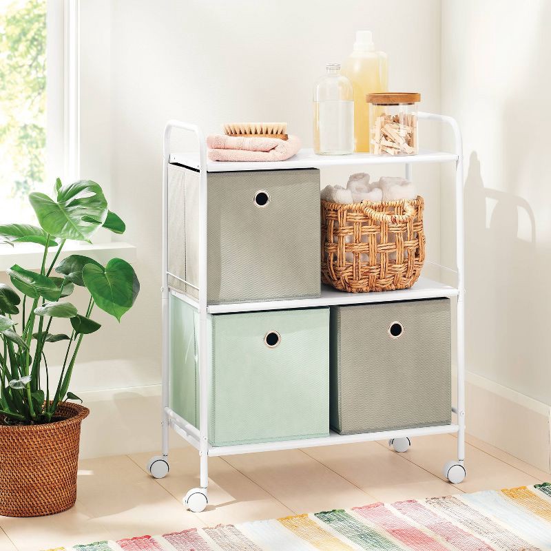 slide 2 of 3, 3 Shelf Wide Metal Storage Cart White - Brightroom™, 1 ct