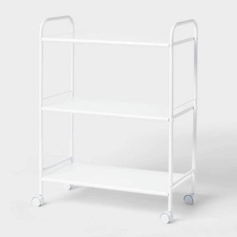 slide 1 of 3, 3 Shelf Wide Metal Storage Cart White - Brightroom™, 1 ct
