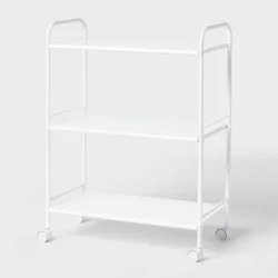 3 Shelf Wide Metal Storage Cart White - Brightroom™