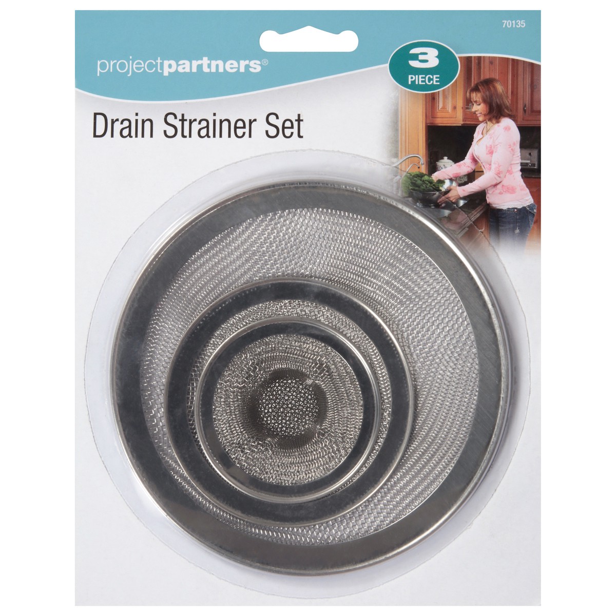 slide 1 of 12, Project Partners Drain Strainer Set - 1 Set, 3 ct