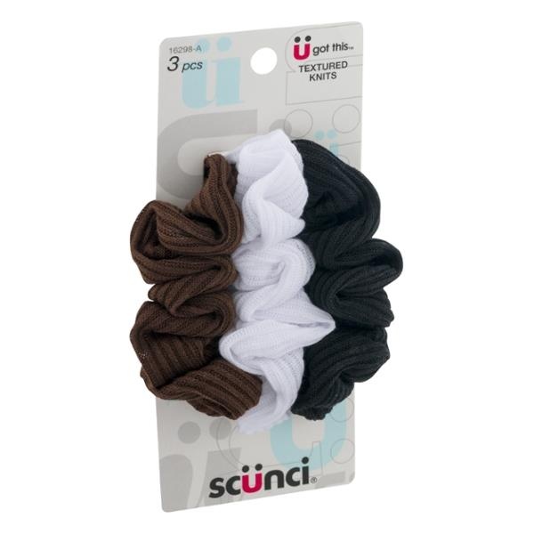 slide 1 of 1, scünci Textured Knit Hair Ties, 3 ct