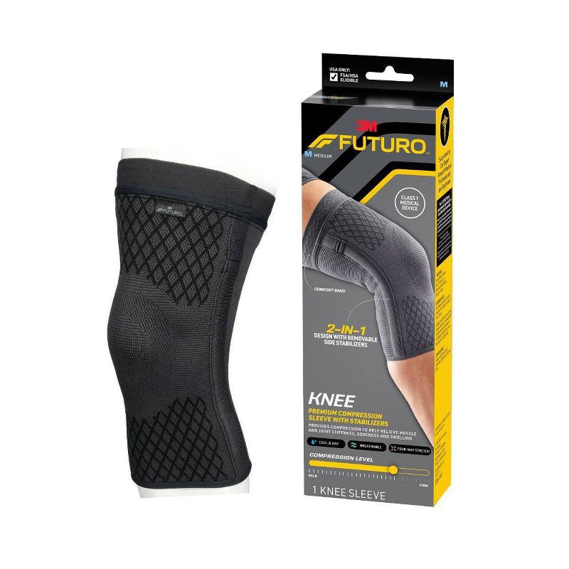 slide 2 of 10, FUTURO Flex Comfort Knee 2-in-1 Compression Sleeves - M, 1 ct