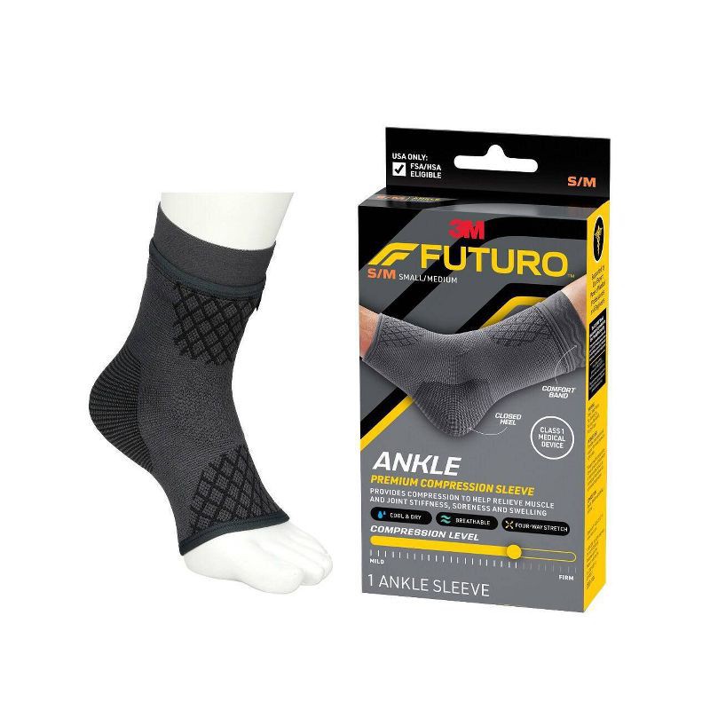 slide 2 of 9, FUTURO Premium Compression Ankle Sleeve - S/M, 1 ct