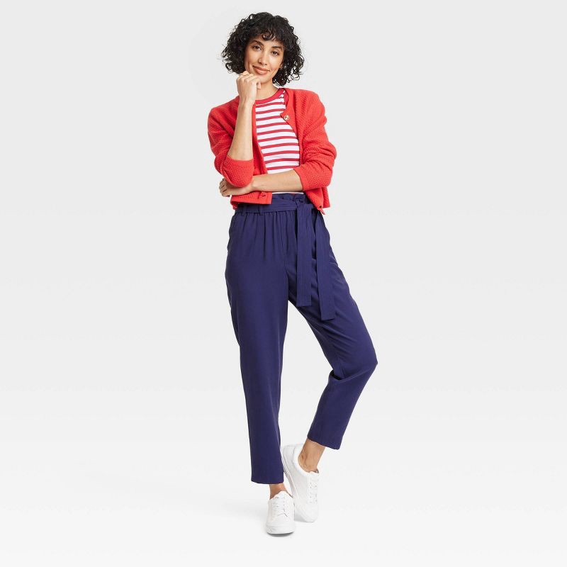 slide 3 of 4, Women's Slim Fit Ribbed Tank Top - A New Day™ Red/White Striped M: Cotton Modal Blend, Crew Neck, Sleeveless Pullover, 1 ct