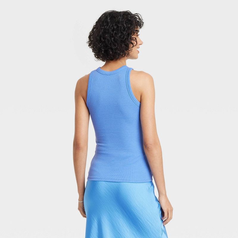 slide 2 of 4, Women's Slim Fit Ribbed Tank Top - A New Day™ Blue XL: Cotton Modal Blend, Crew Neck, Sleeveless, 1 ct
