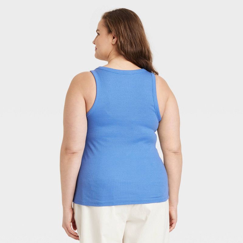 slide 2 of 3, Women's Slim Fit Ribbed Tank Top - A New Day™ Blue XXL: Cotton Modal Blend, Crew Neck, Pullover, 1 ct