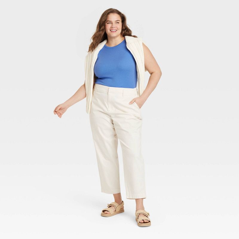 slide 3 of 3, Women's Slim Fit Ribbed Tank Top - A New Day™ Blue XXL: Cotton Modal Blend, Crew Neck, Pullover, 1 ct